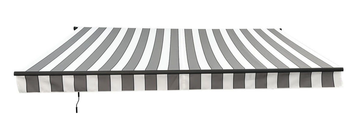 GELENKARMMARKISE Insbruk 400x250cm Grau-Weiß Balkonmarkise Gelenkmarkise - Grau, Kunststoff (395/20/250cm) - DELUKE