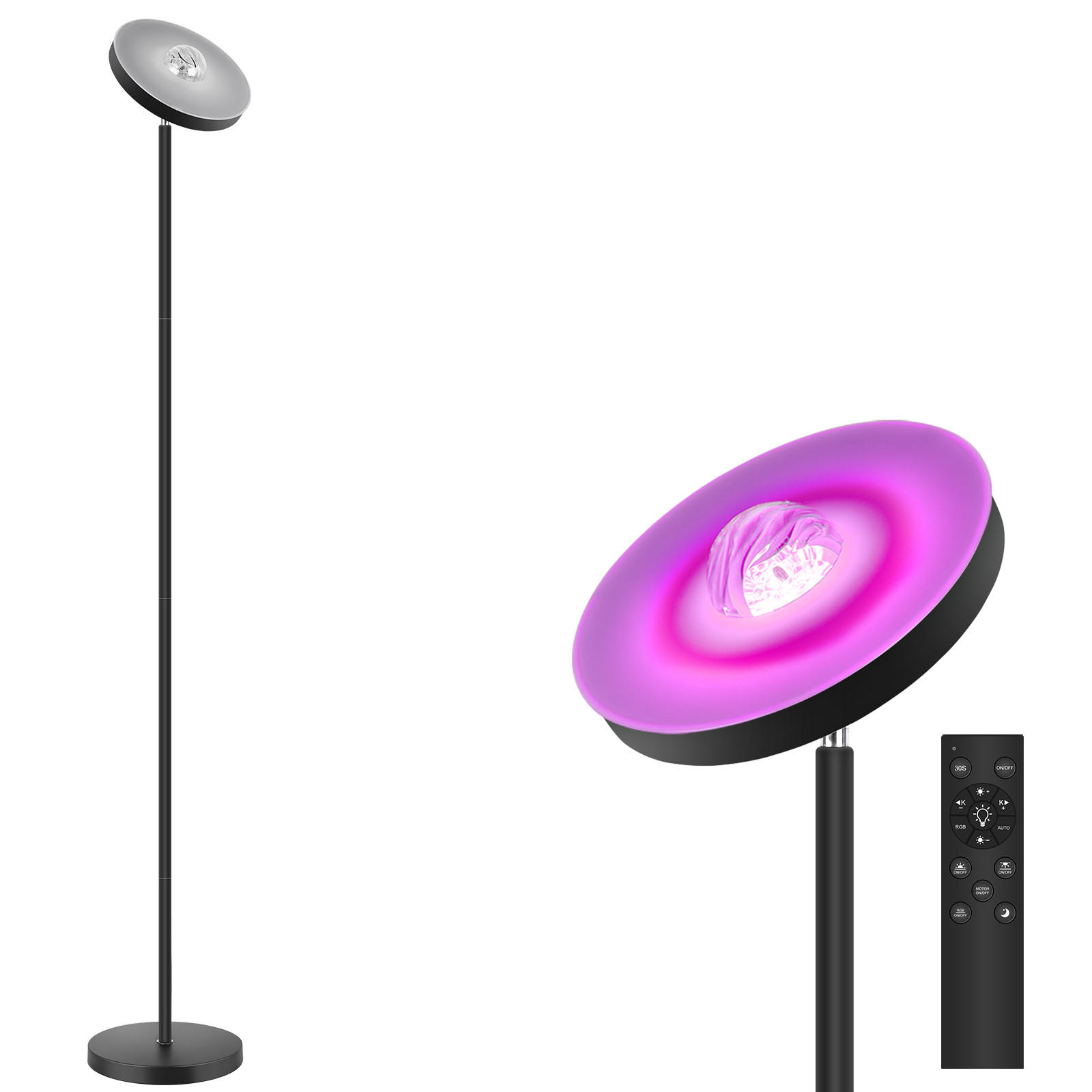 STEHLEUCHTE FL1091E Smart LED RGB - Schwarz, Metall (25/25/175cm) - LOVHAUS