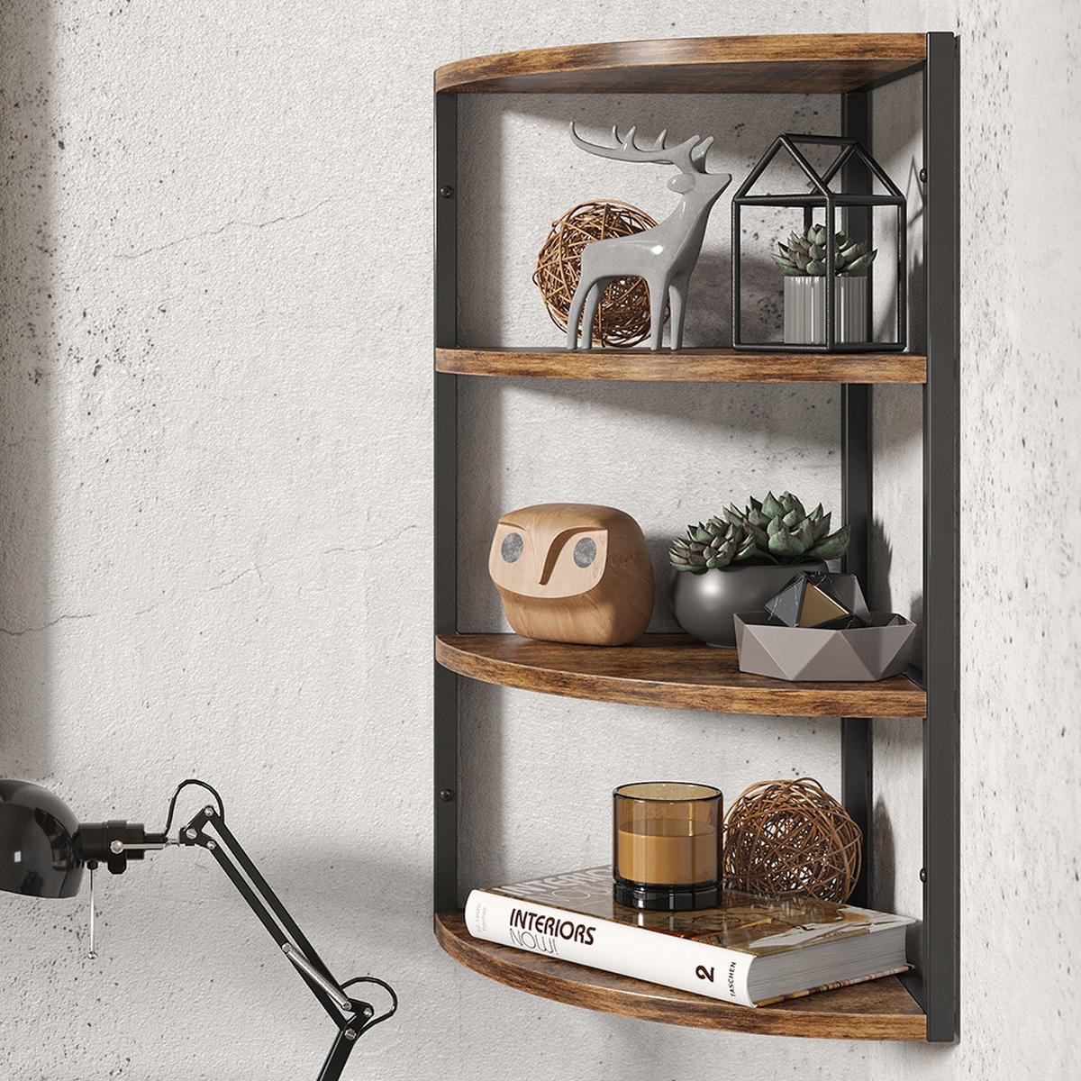 ECKREGAL Fyrk Antikholz 30 x 60 cm - Eichefarben/Schwarz, Holzwerkstoff (30/60/30cm) - Vicco