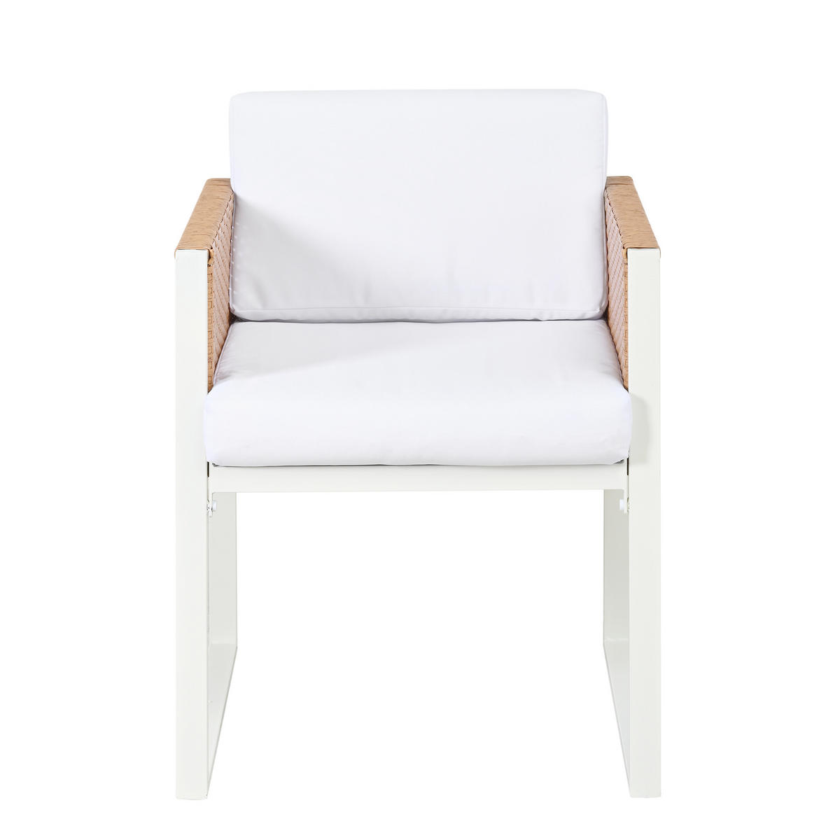 GARTENESSGRUPPE Braun/Weiß 7-teilig für 6 Personen mit Glastisch & abnehmbaren Polstern - Braun, Naturmaterialien - PANGIVO