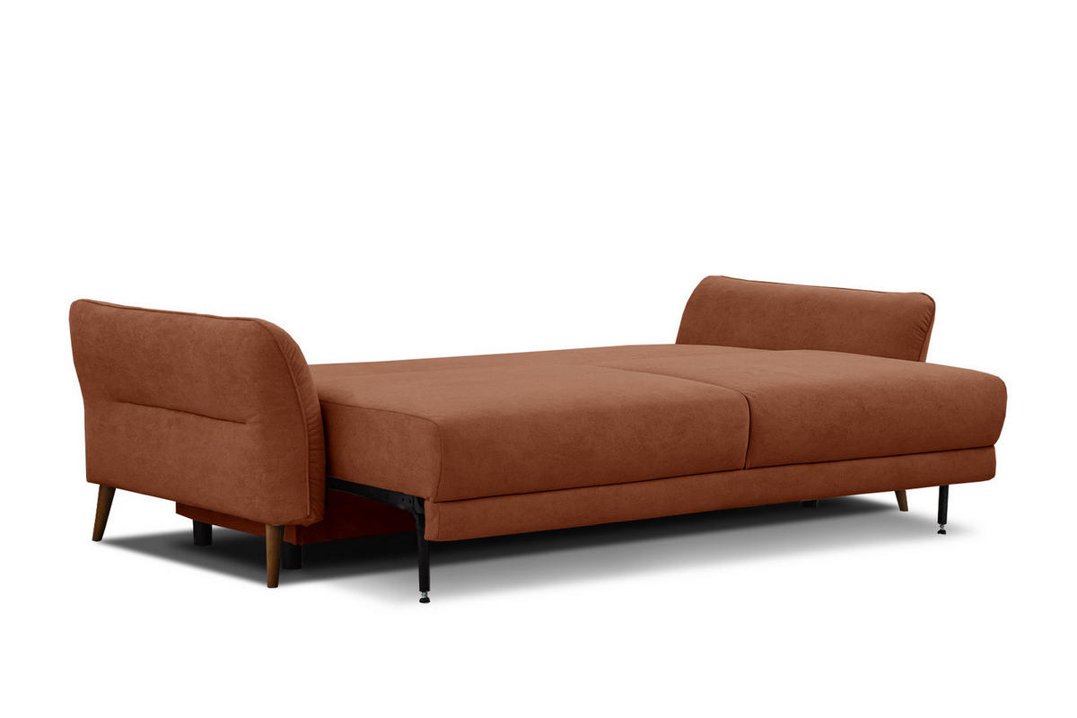 SOFA FIGARI 3-Sitzer mit Schlaffunktion, dunkelorange - Dunkelorange/Braun, Holz/Textil (232/90/107cm) - Courtois Laville