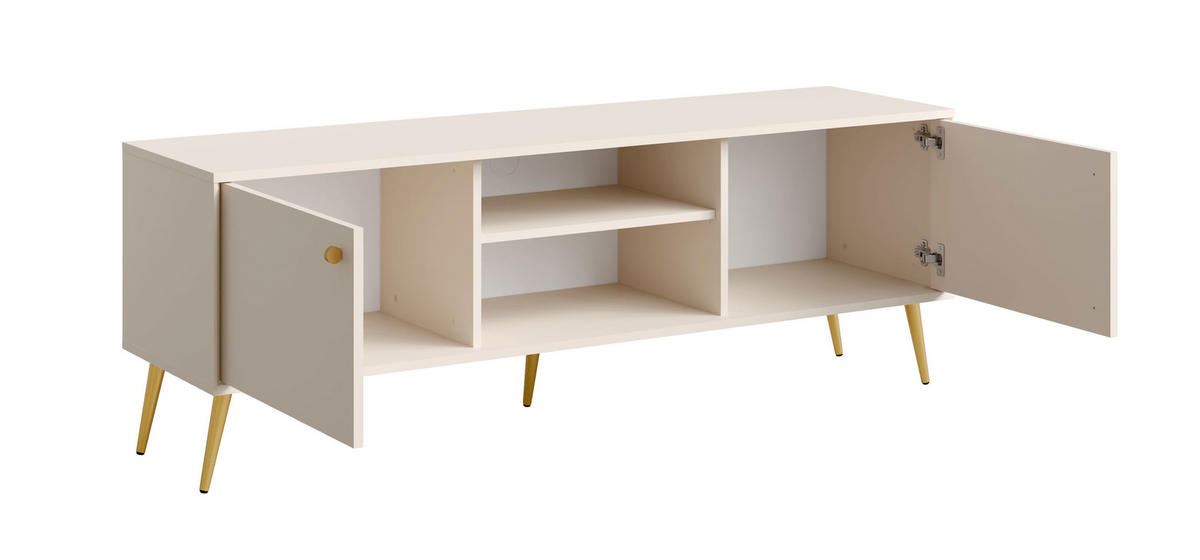 LOWBOARD Rose sandbeige 156 / 40,5 / 54cm - Beige/Goldfarben, Holzwerkstoff/Metall (156/54/40.5cm) - Feldmann-Wohnen