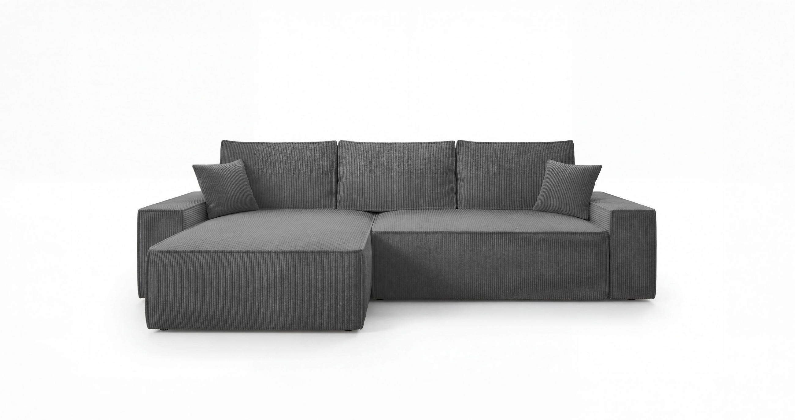 ECKSOFA California mit Schlaffunktion Hellgrau Links - Grau, Textil (280/185cm) - Cornero