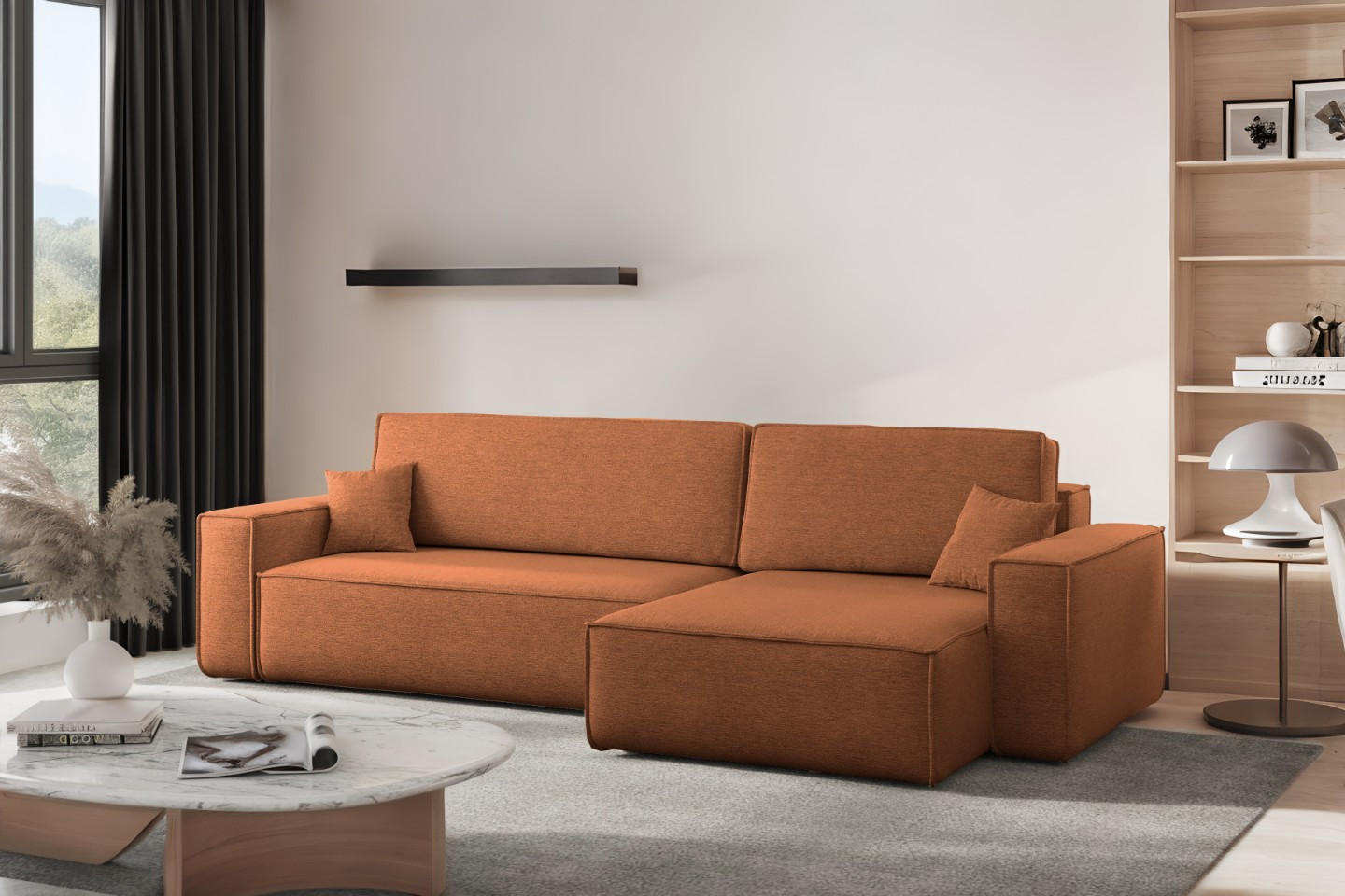 ECKSOFA Mit Schlaffunktion Und Bettkasten, Eckcouch Best XL Stoff Verita Kupfer Rechts - Kupferfarben, Holz (274/145cm) - Kaiser Möbel