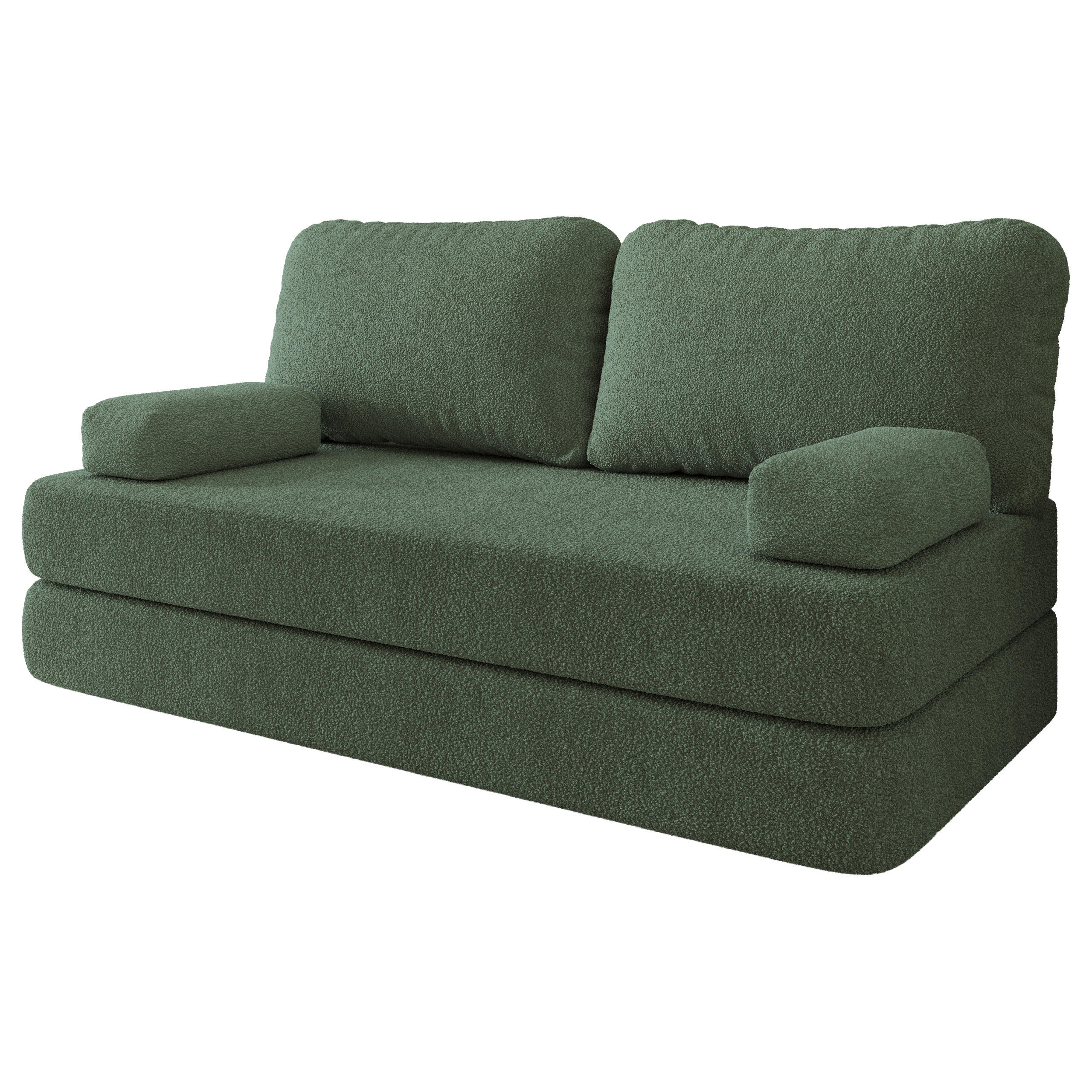 BETTSOFA NIKSI aus Schaumstoff Bucle-Stoff Grün Schlaffunktion - Grün, Textil (170/86/80cm) - MASSENO