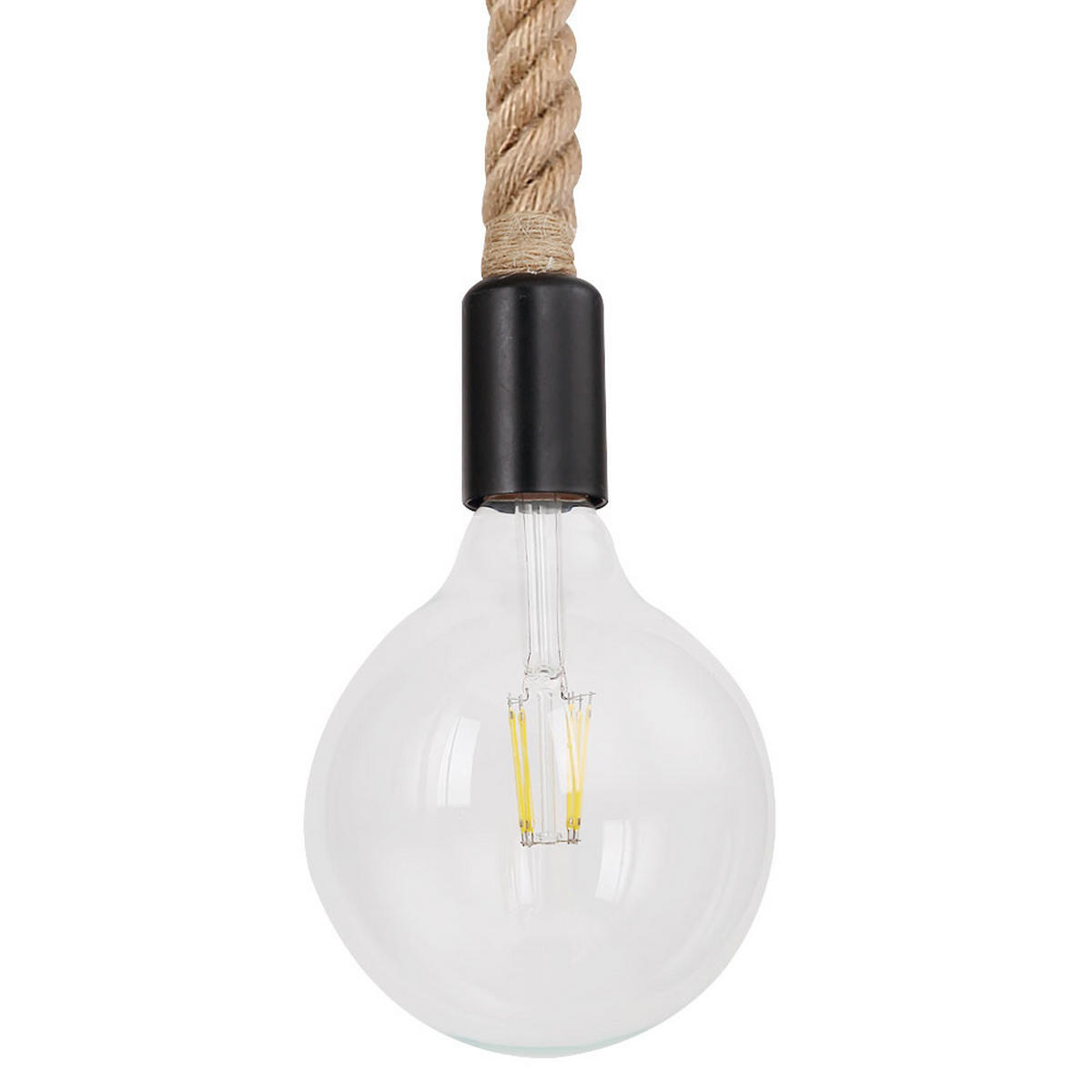 HÄNGELEUCHTE ULLEU Hanfseil Braun - Braun, Holz (120/10/120cm) - Globo Lighting