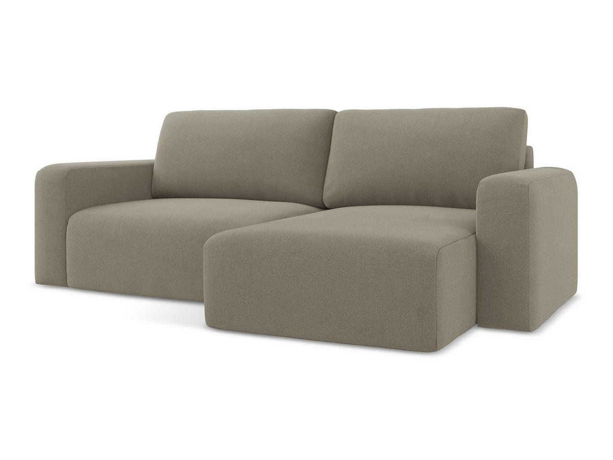 ECKSOFA mit Schlaffunktion rechts Strukturstoff Stoff Beige - Beige/Schwarz, Kunststoff/Textil (244/149cm) - Makamii