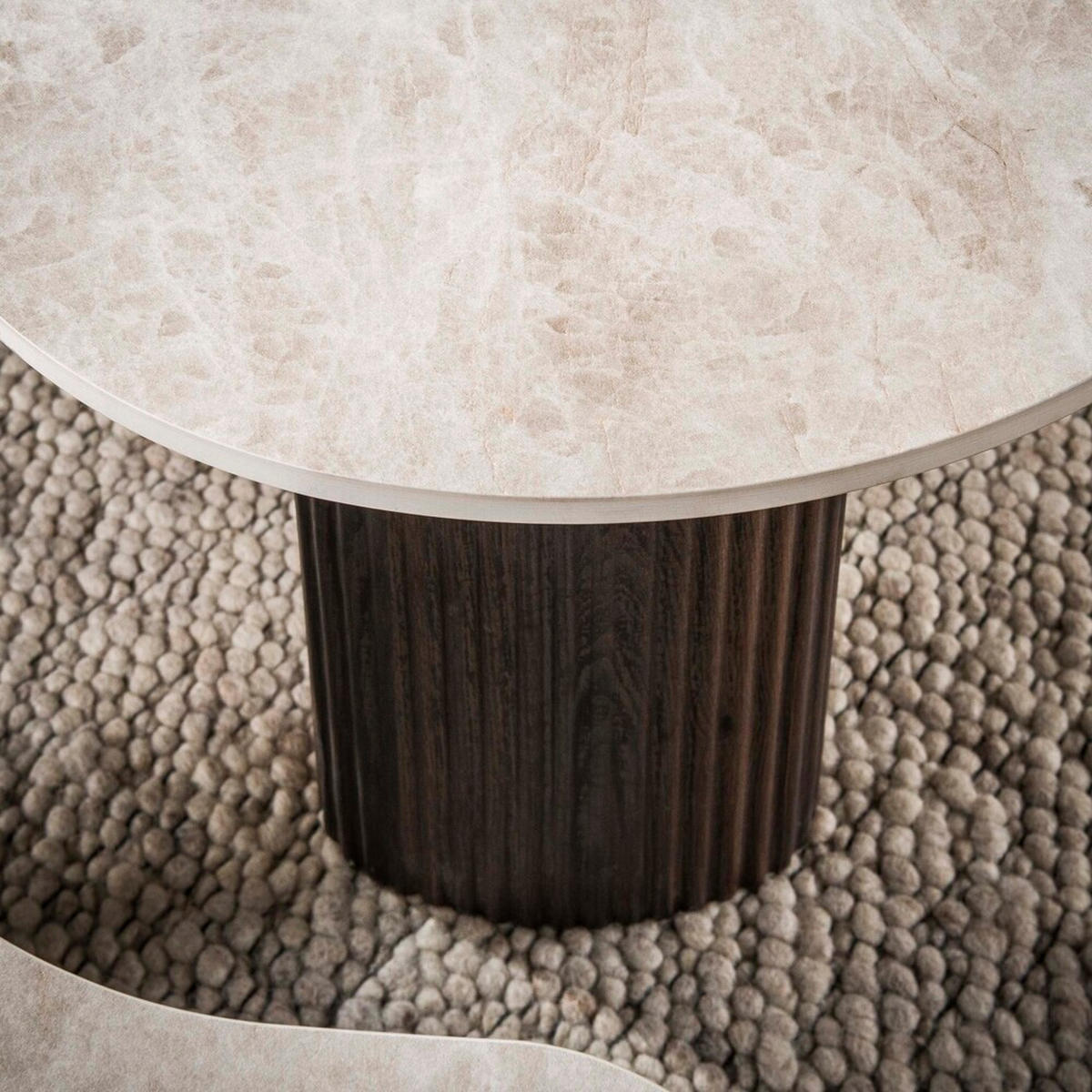 COUCHTISCH Set CERAMO APERTO 2-tlg. organisches Design-Set mit 3D-Keramikplatte - Dunkelbraun/Beige, Keramik (102/80/35cm) - alesvelt