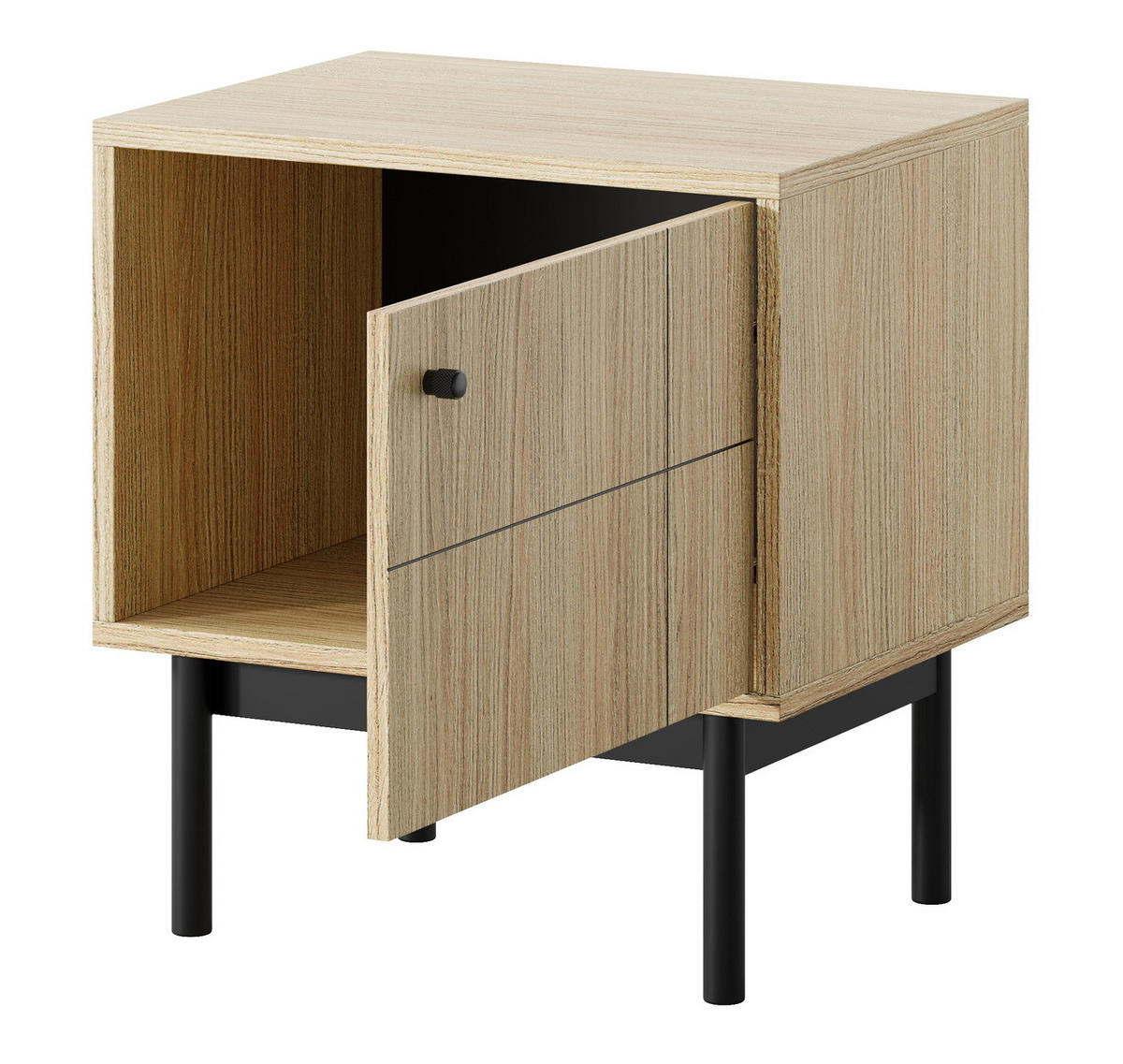 BEISTELLTISCH 55 cm Lunaris mit Tür, Eiche Linea - Eichefarben, Holz (54/57/39cm) - Emporius
