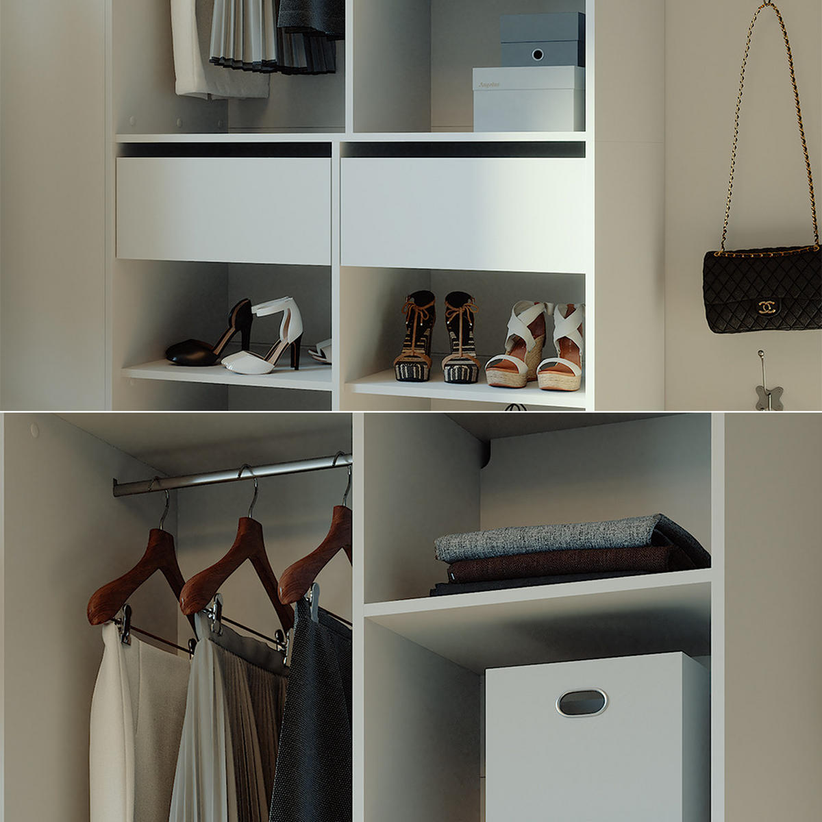 KLEIDERSCHRANK Elmo Weiß 100 x 200 cm mit 2 Schubladen - Weiß, Holzwerkstoff (100/200/50cm) - Vicco