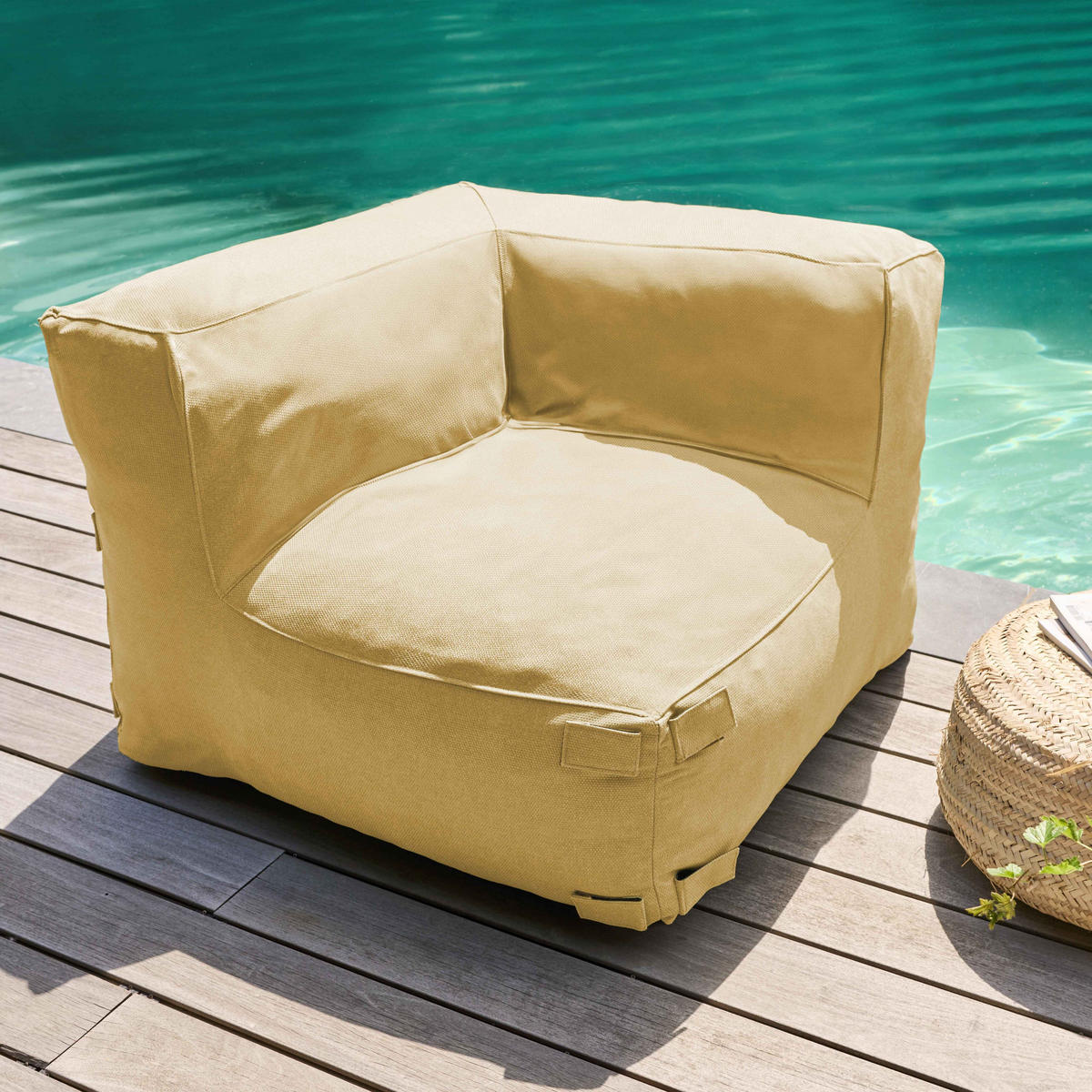 GARTENSOFA mit 5 Sitzplätzen, Hellgelb - Gelb, Textil (85/65/340cm) - Oviala