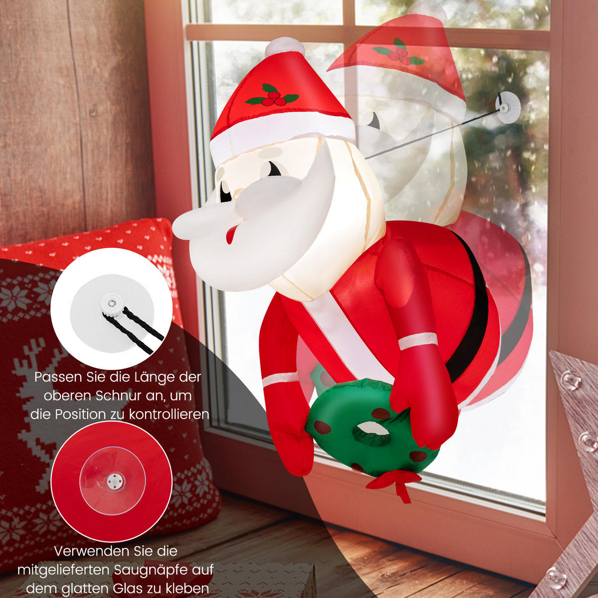 WEIHNACHTSMANN 100cm Rot - Rot, Kunststoff (60/100/45cm) - COSTWAY