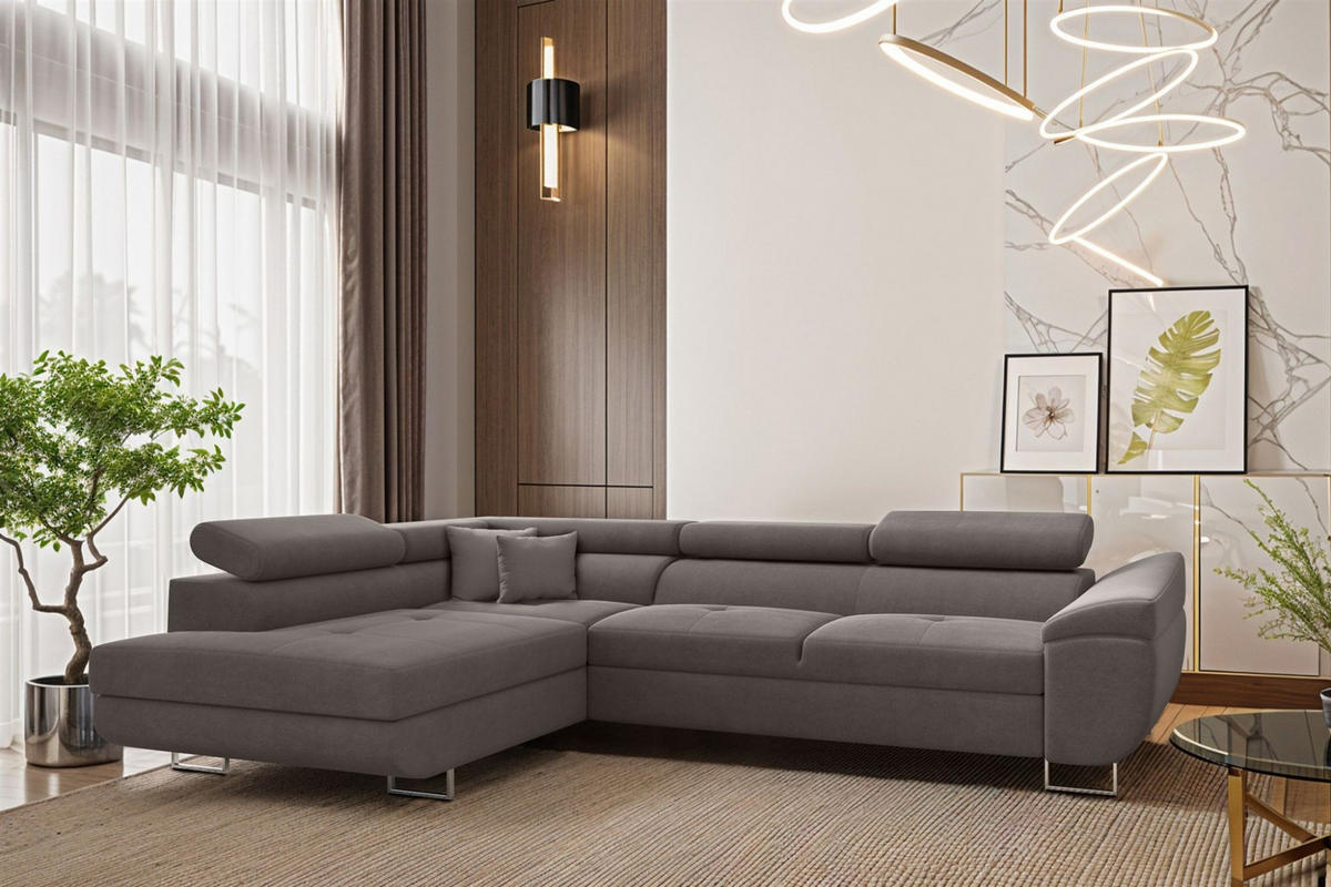ECKSOFA Carmelo In Nova - Grau, Holzwerkstoff/Textil (275/202cm) - Fun Möbel