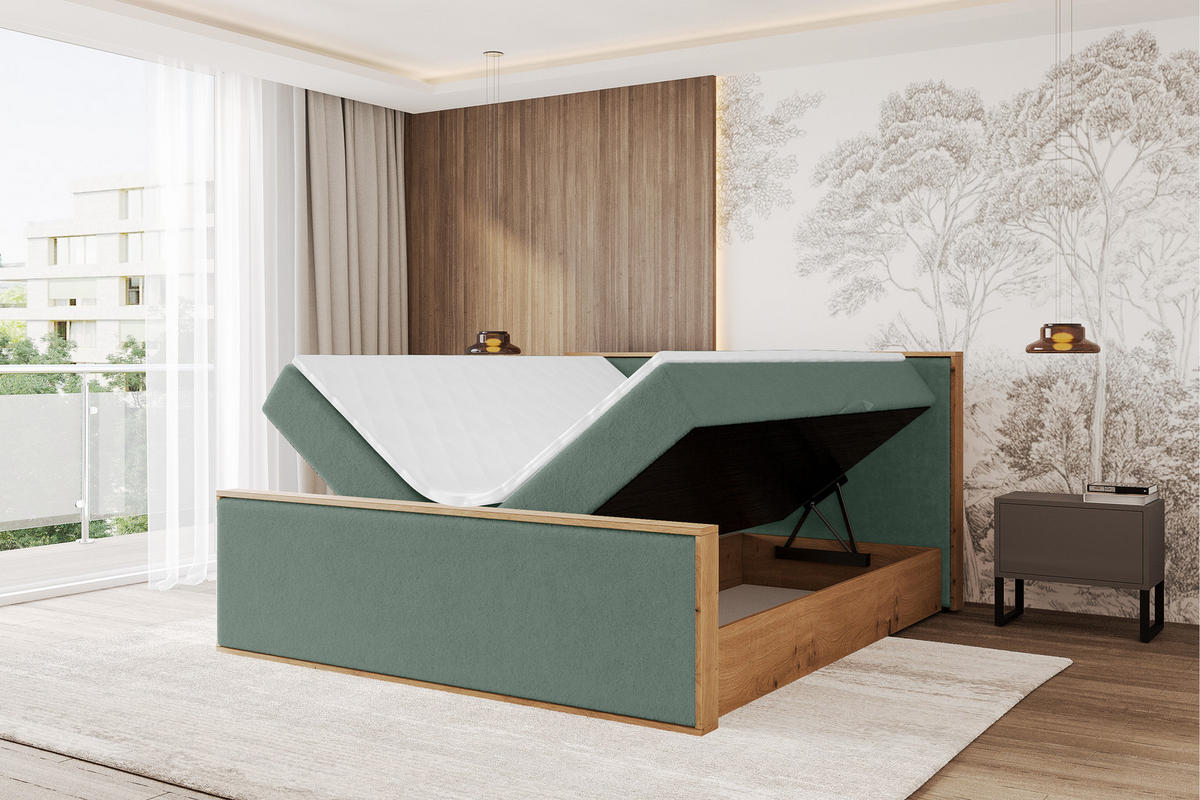 BOXBETT LOLLI9 -Z 160x200 - H3 Grün - Grün, Holzwerkstoff (160/200cm) - ALTDECOR