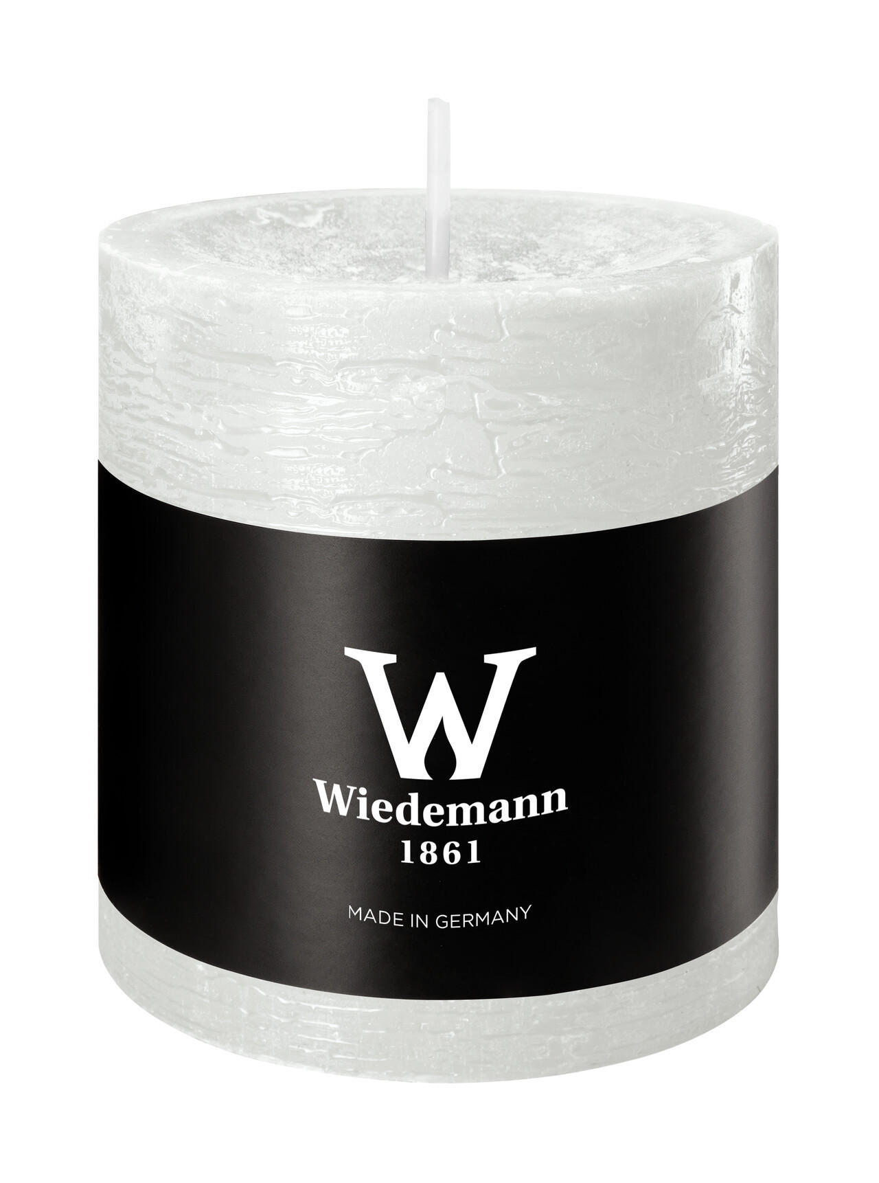 STUMPENKERZE Rustik Marble Style Weiß 80 x Ø 68 mm - Weiß, Paraffin (7/8cm) - Wiedemann Kerzen