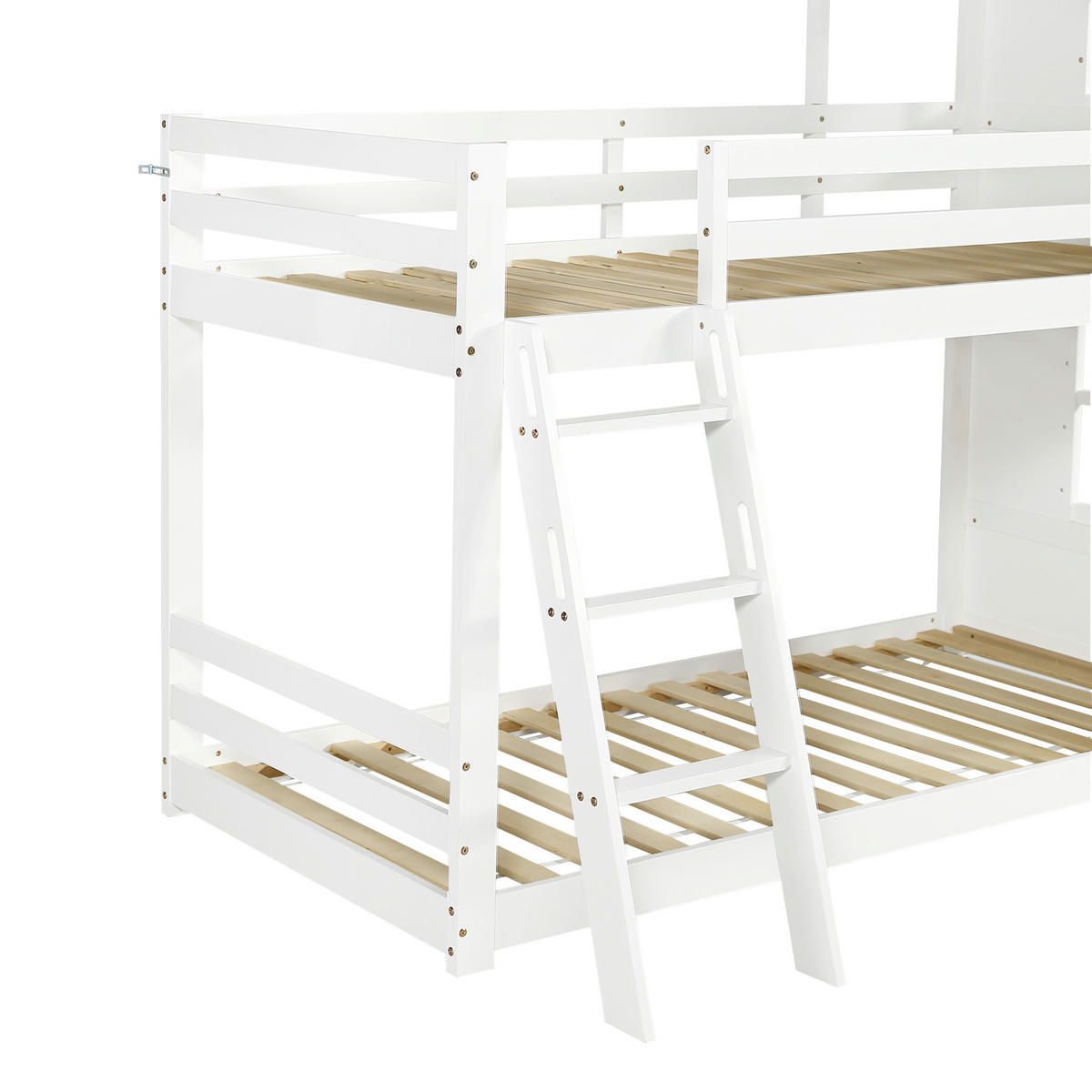 ETAGENBETT Mit Tür und Tafel Weiß 90x200 cm - Weiß, Holz (90/200cm) - ComfortXL