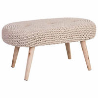 HOCKERBANK aus Holz und Baumwolle, beige, 82x43cm - Beige, Holz (82/43/43cm) - Wanderlust