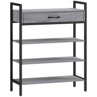 SCHUHREGAL 4 Ebenen Schuhständer Metall mit Schublade für 9 Paar Schuhe Grau - Schwarz/Grau, Holzwerkstoff/Metall (30/87.6/70cm) - HOMCOM