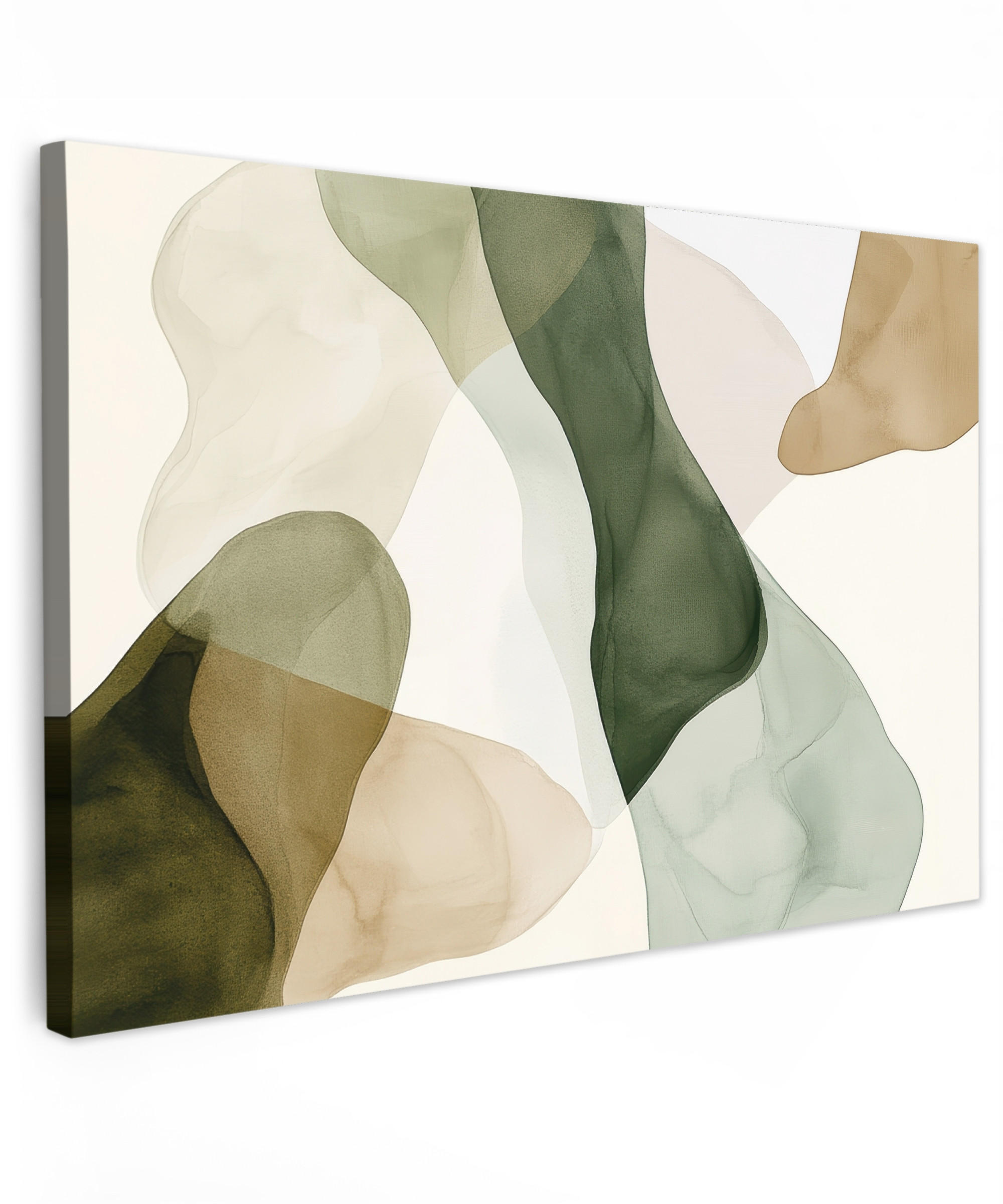 LEINWANDBILD Japandi - Abstrakt - Grün Deko Schlafzimmer 30x20 cm - Salbeigrün, Textil (30/20cm) - MuchoWow