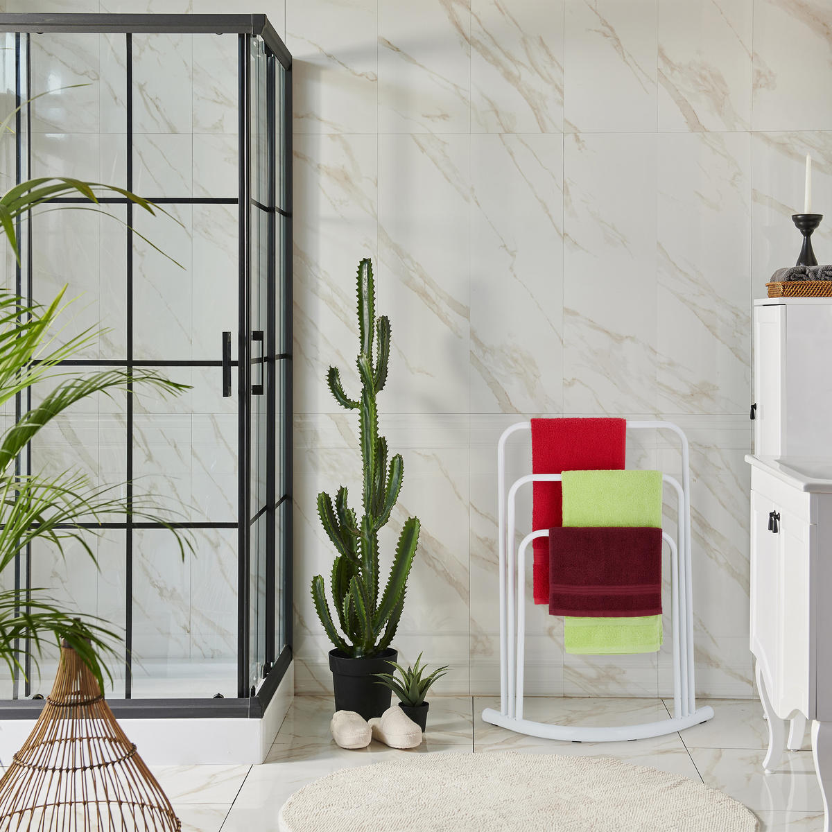 HANDTUCHSTÄNDER - Weiß, Metall (66/86/21cm) - Relaxdays