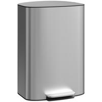 TRETEIMER Grau Soft-Close Pedal Edelstahl 50L - Grau, Metall (45.1/62.6/36.5cm) - PANGIVO