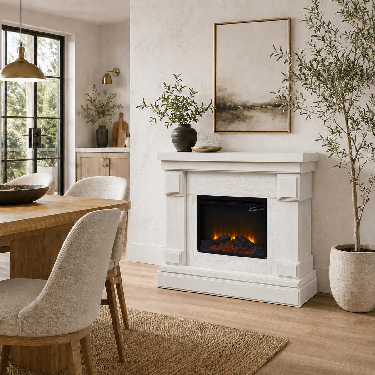 ELEKTROKAMIN Weiß - Creme, Holzwerkstoff (39.4/108/108cm) - Teamson Home