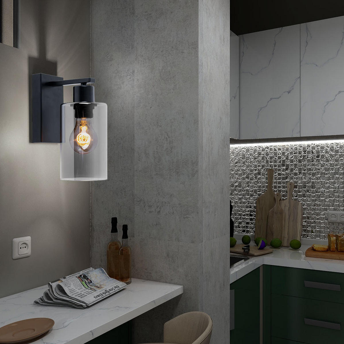 WANDLEUCHTE Glas rauchgrau matt 2er Set - Grau, Glas (10/23/15cm) - Globo Lighting