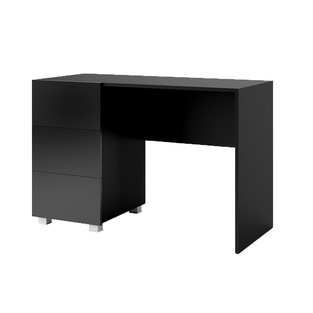 SCHREIBTISCH Bird Schwarz, mit Schubladen - Silberfarben/Schwarz, Holzwerkstoff (50/110/77cm) - Bettso