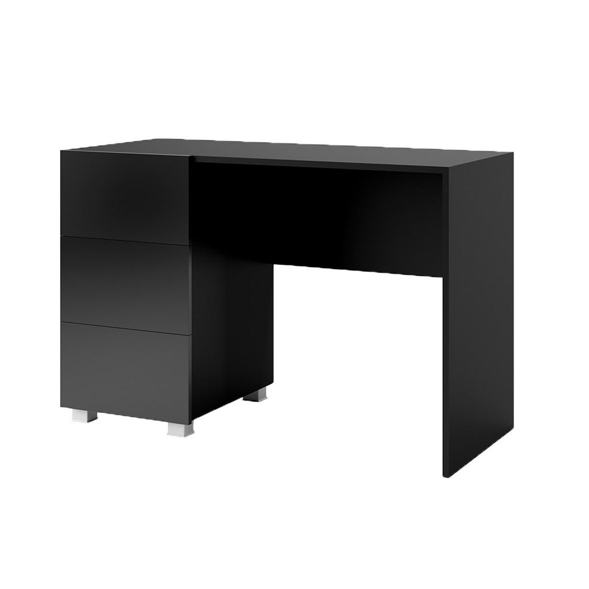 SCHREIBTISCH Bird Schwarz, mit Schubladen - Silberfarben/Schwarz, Holzwerkstoff (50/110/77cm) - Bettso