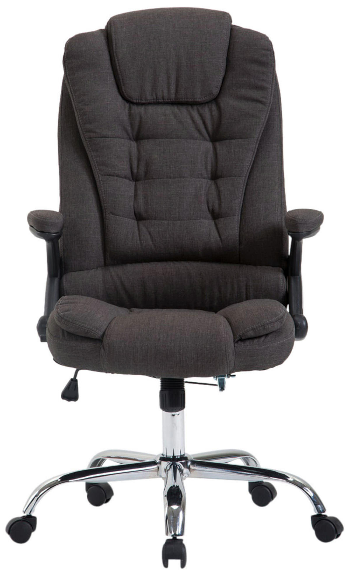 CHEFSESSEL Stoff dunkelgrau - Chromfarben/Dunkelgrau, Textil/Metall (69.5/113/78cm) - CLP