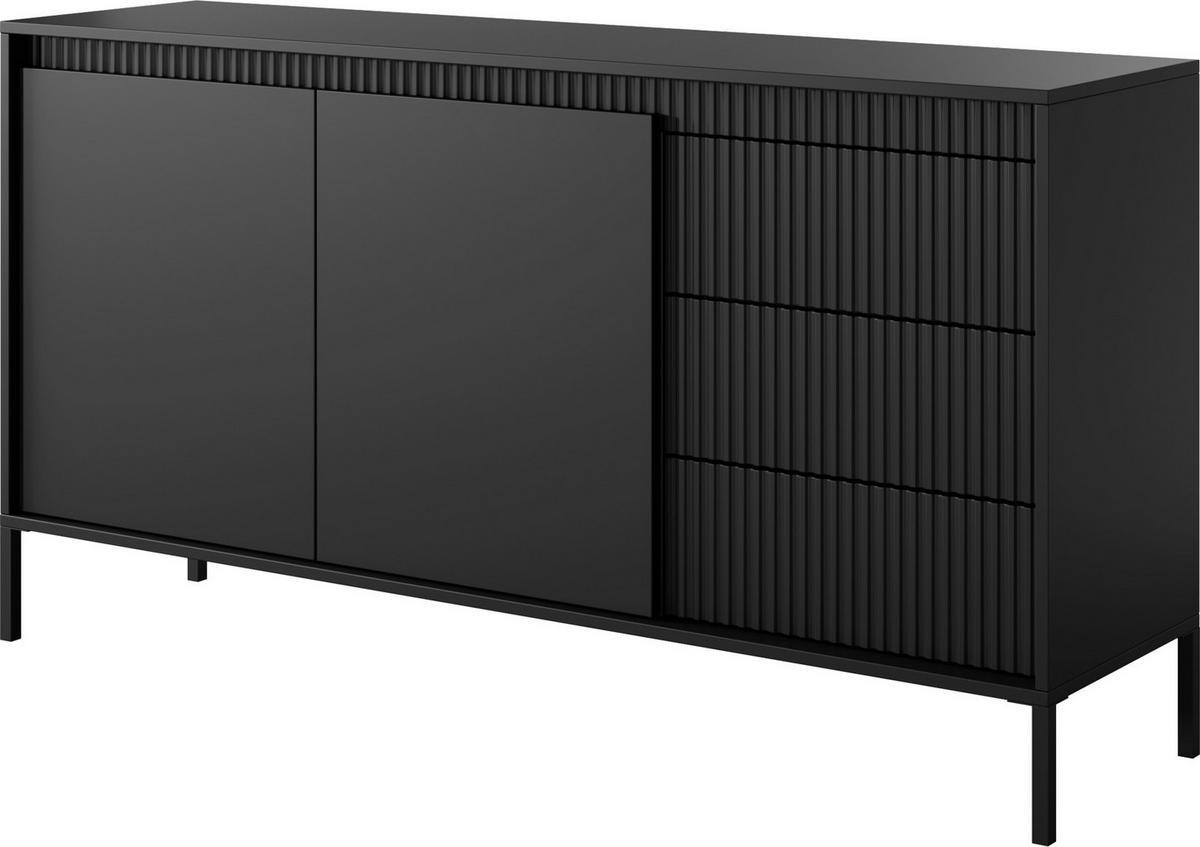 SIDEBOARD Cindy in Schwarz 154/81/40 cm - Schwarz, Holzwerkstoff/Metall (153.5/81.4/39.5cm) - WFL GROUP