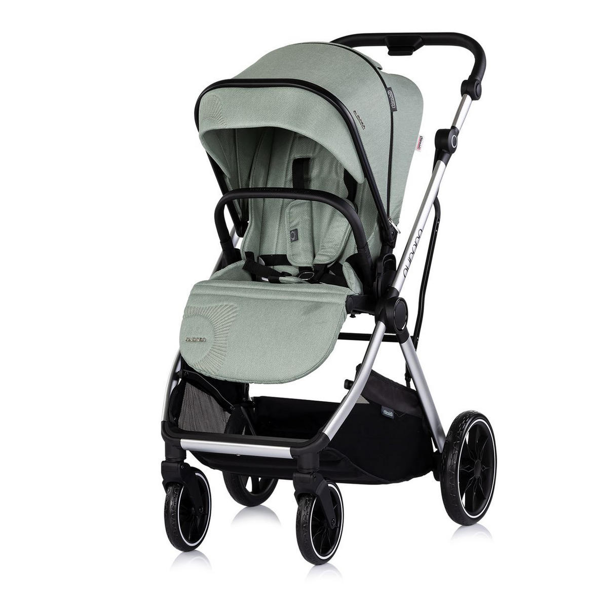 KOMBIKINDERWAGEN Aurora 3 in 1 grün EVA-Material, Aluminium, 3-Punkt-Gurt, Babywanne, Babyschale - Grün, Metall (84/57/112cm) - Chipolino