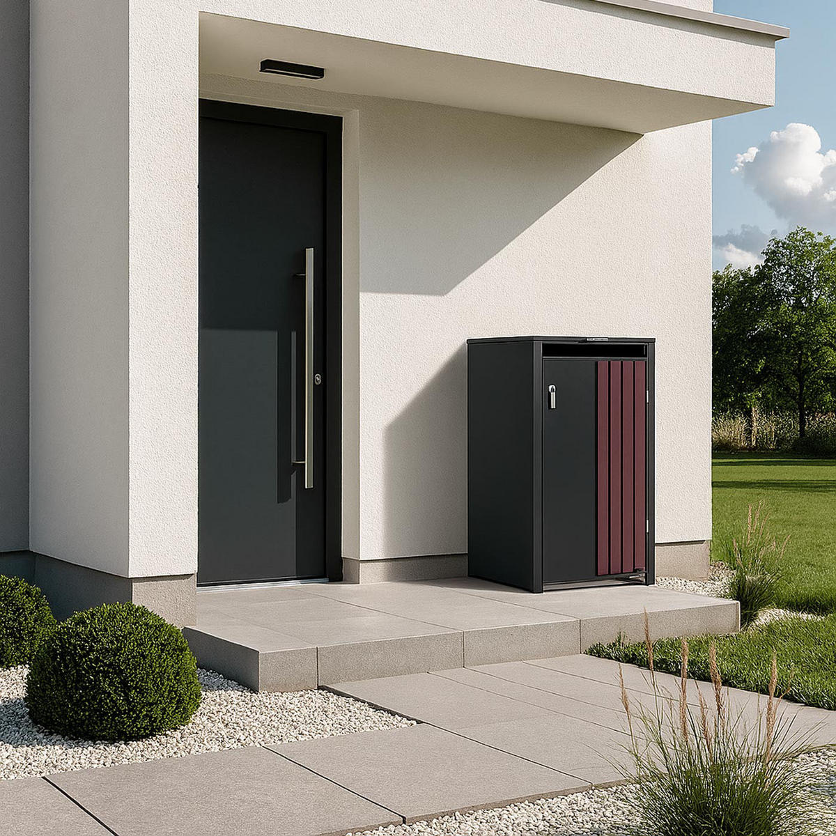 1ER-MÜLLTONNENVERKLEIDUNG Anthrazit, Braun - Anthrazit/Braun, Metall (68/122/84cm) - MCW