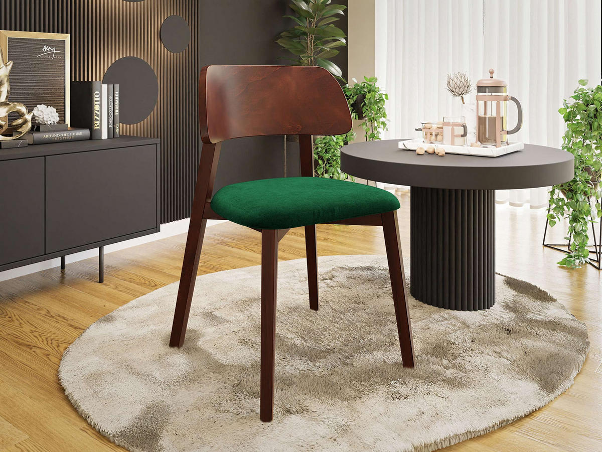 POLSTERSTUHL Dario, Holzfarbe: Nuss - Nussbaumfarben/Braun, Holz/Textil (47/80/50cm) - MIRJAN24