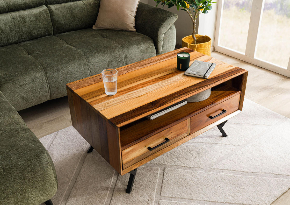 COUCHTISCH Altholz 100x60x51 natur lackiert AVIGNON #115 - Braun, Holzwerkstoff (60/100/51cm) - Massivmoebel24