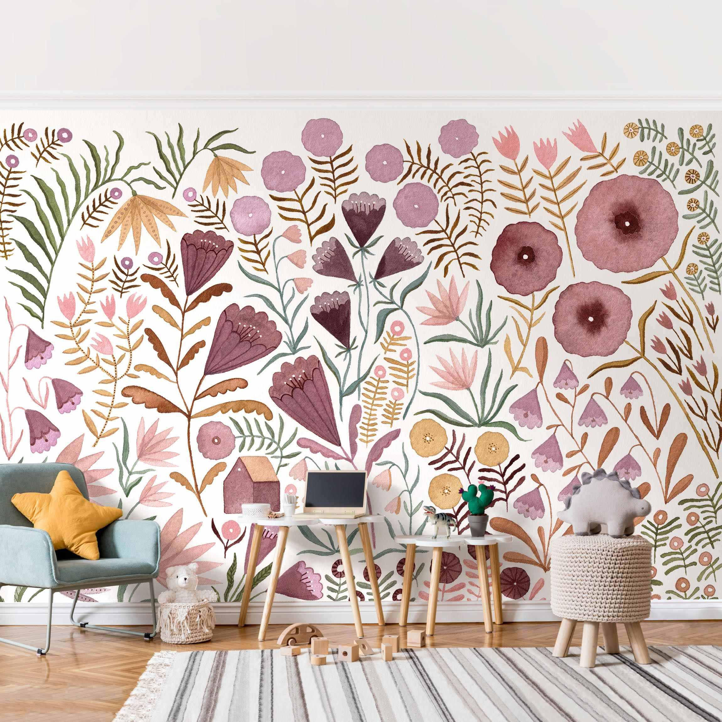 FOTOTAPETE Claudia Voglhuber - Blumenmeer 432/290 cm - Rosa, Papier (432/290cm) - Bilderwelten
