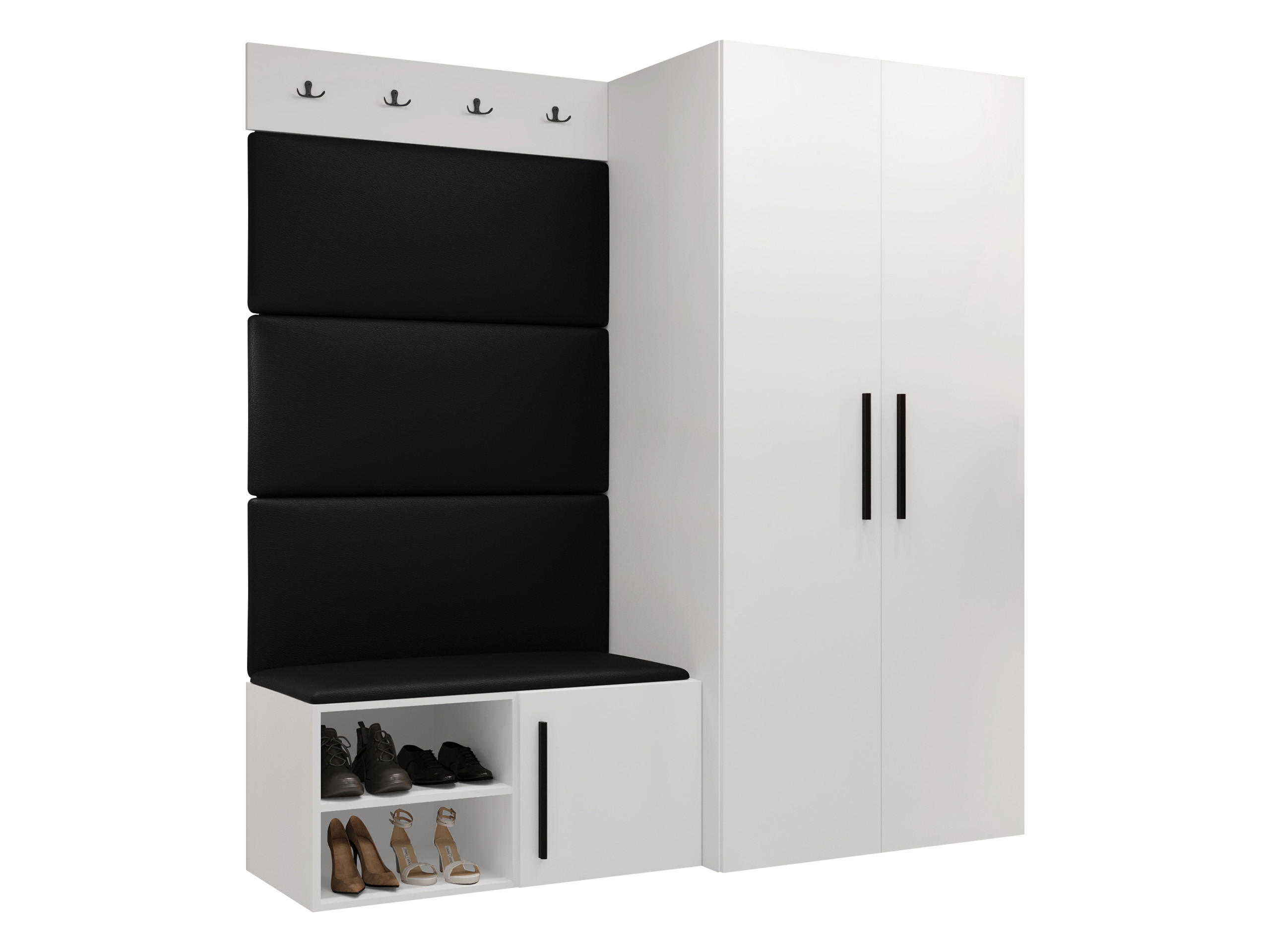 GARDEROBEN-SET Medi I - Schwarz/Weiß, Holzwerkstoff/Kunststoff (80/191/50cm) - MIRJAN24