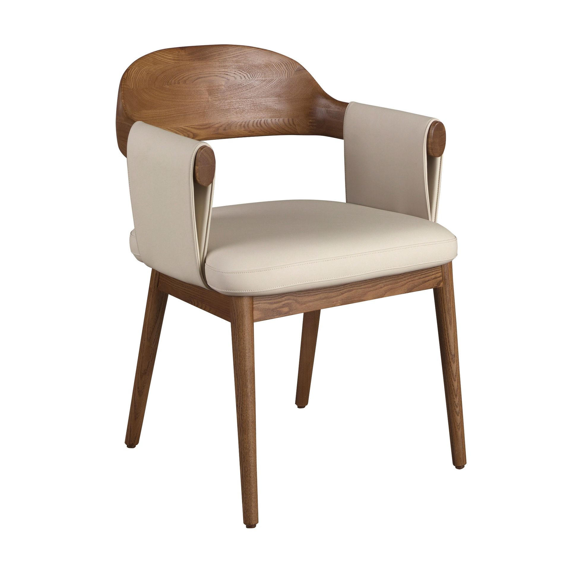 STUHL Kunstlederstuhl in Nussbaum und Creme 59/58/78 cm - Beige/Walnussfarben, Leder/Holz (59/78/58cm) - ANGEL CERDA