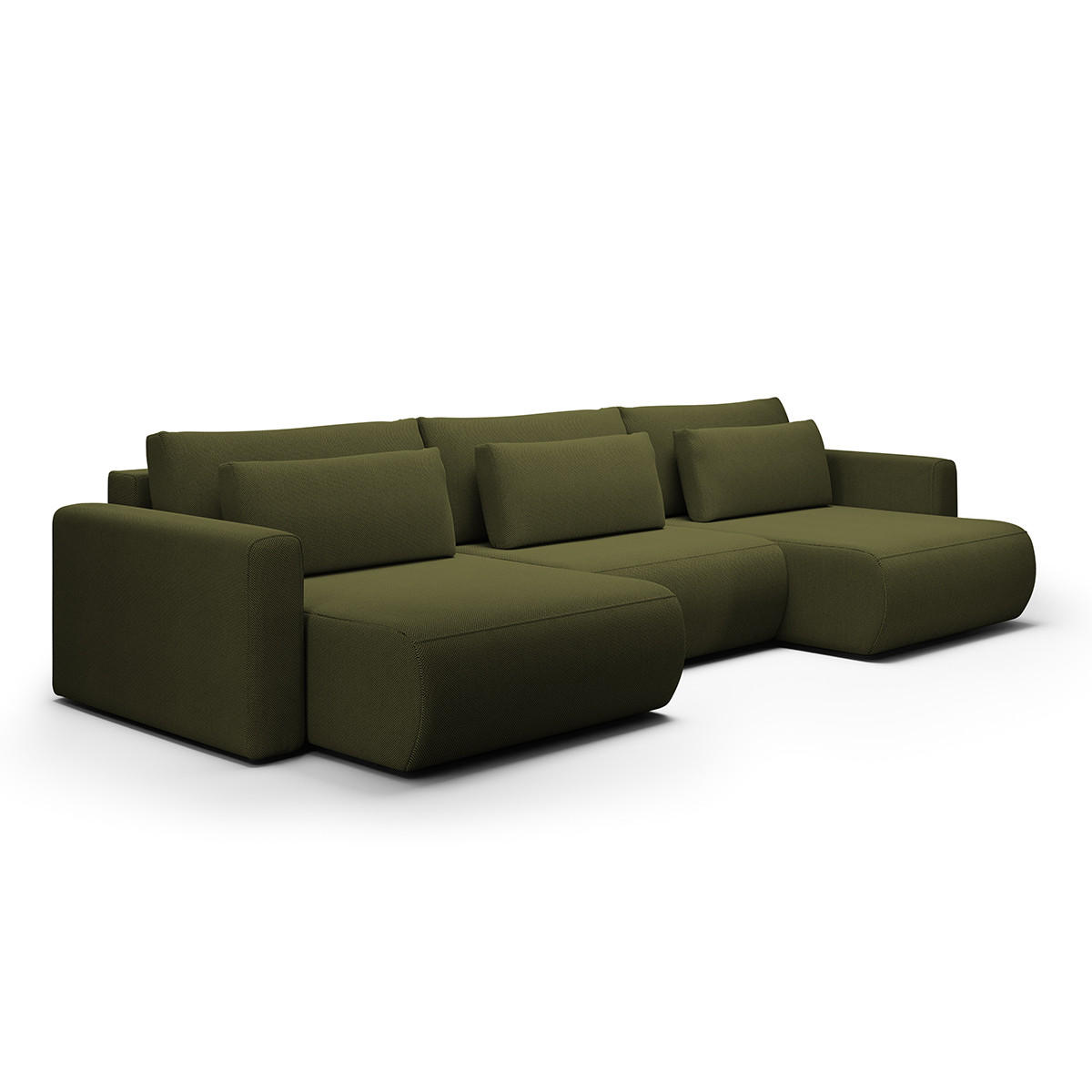 PANORAMASOFA Evy 4 Sitzplätze Grün - Grün, Holz (340/82/149cm) - Petits-meubles