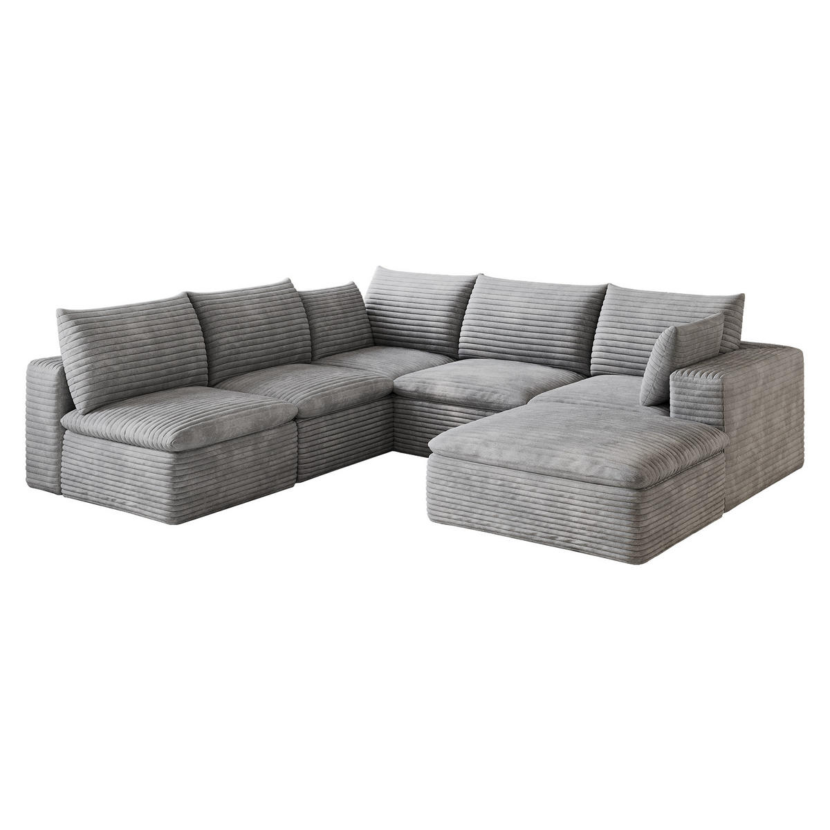 WOHNLANDSCHAFT DE-34773 2-Sitzer mit abnehmbare Polsterung Grau - Grau, Textil (250/60/260cm) - ComfortXL