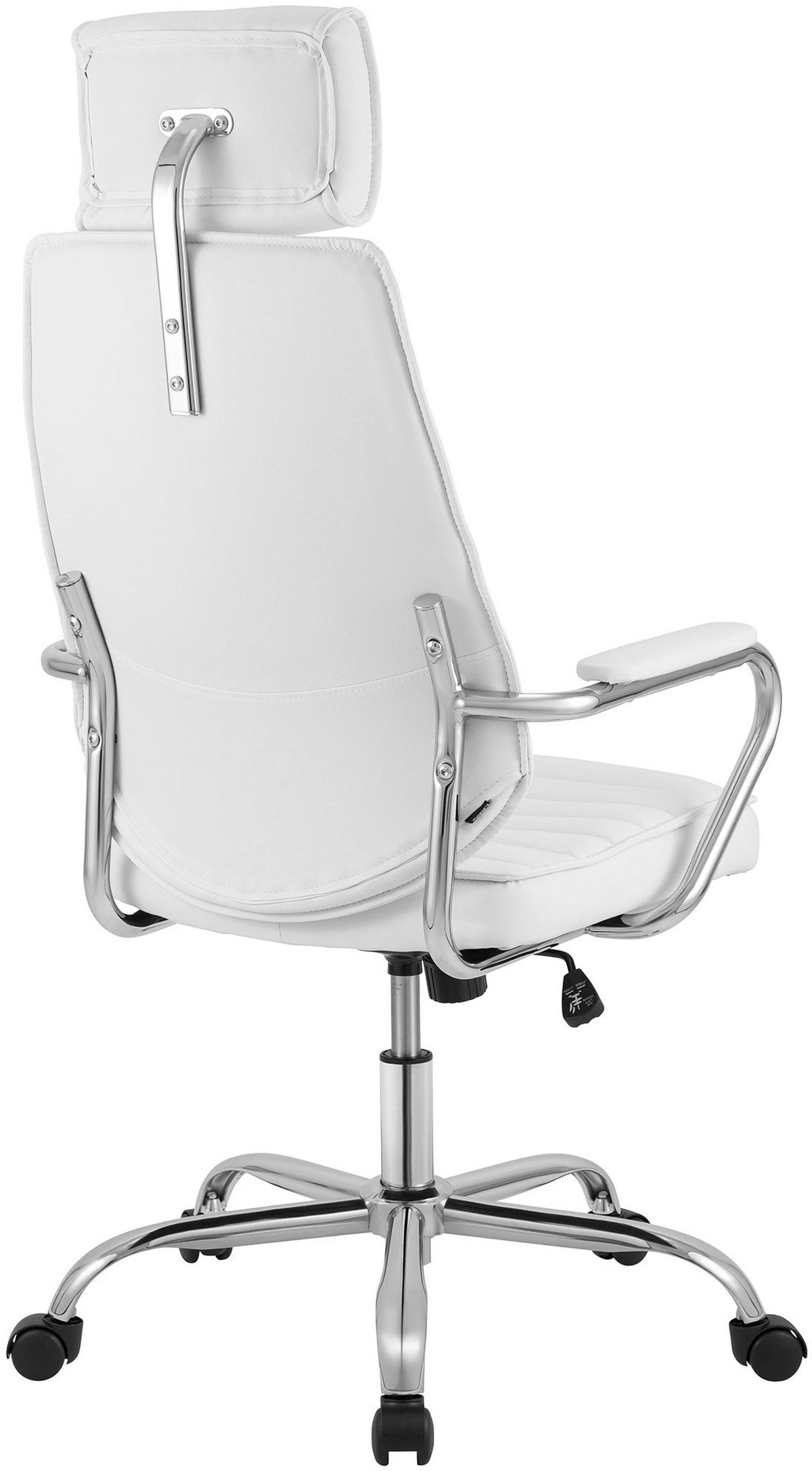 CHEFSESSEL Lederlook Weiß - Chromfarben/Weiß, Textil/Metall (60/117/67cm) - CLP