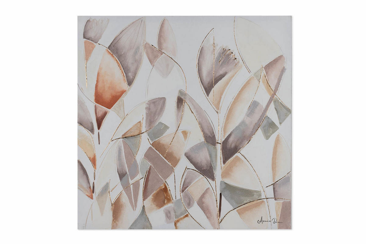 ACRYLBILD HANDGEMALT 80/80 cm - Taupe/Grau, Holz/Textil (80/80cm) - KUNSTLOFT