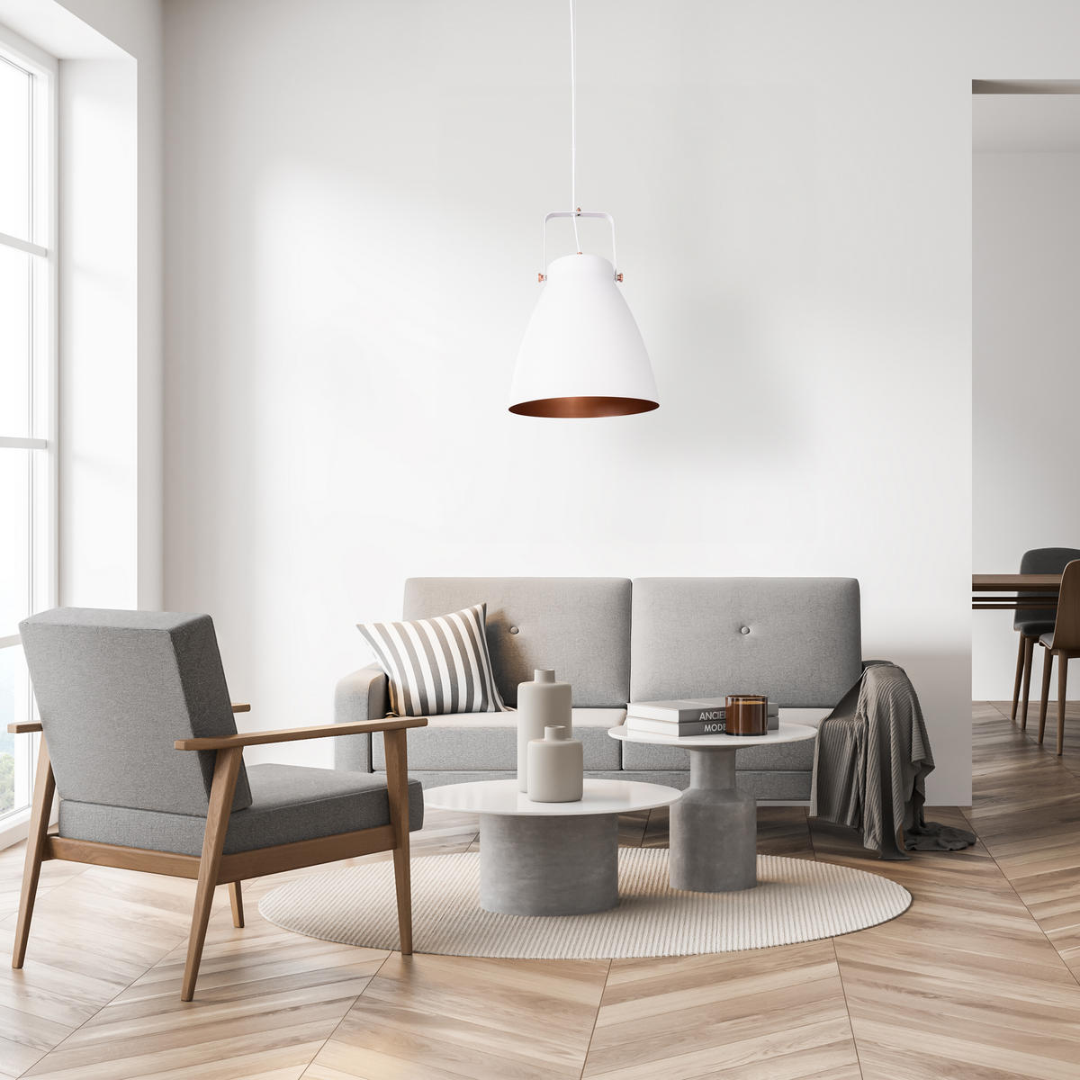 PENDELLEUCHTE Boone Pd - Weiß, Metall (39/39/58.4cm) - Paco Home