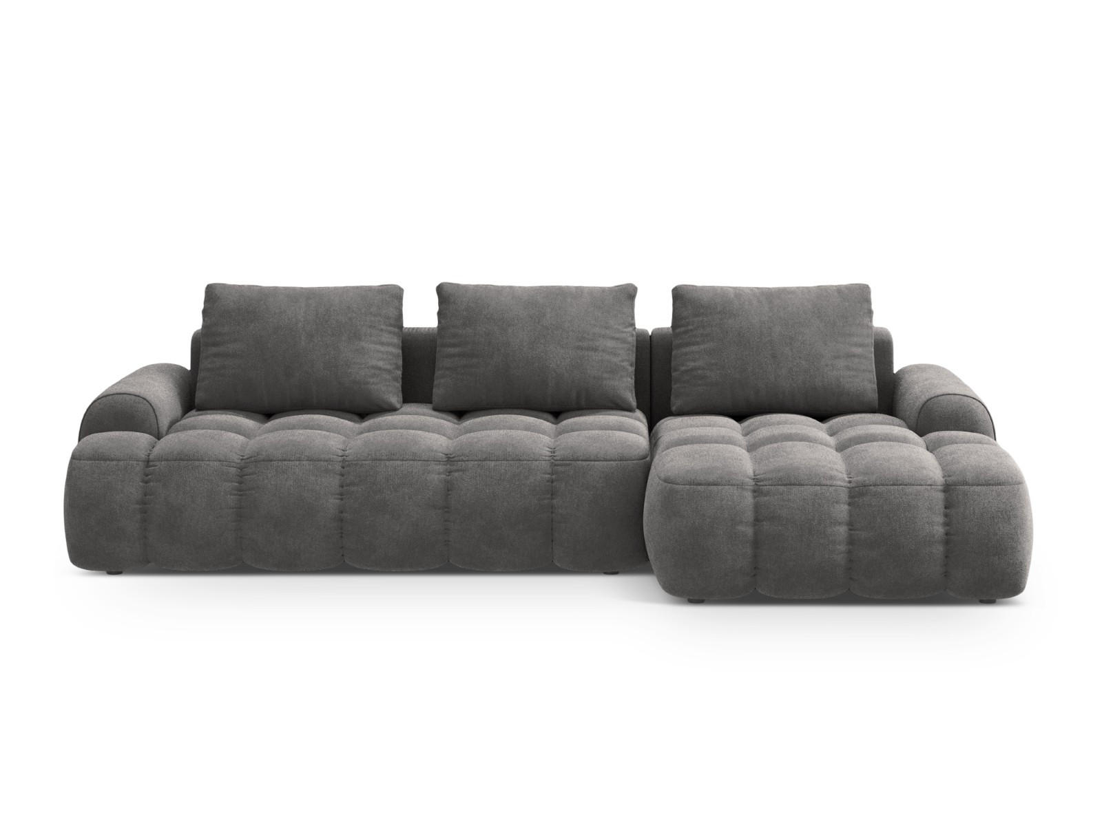 AUSKLAPPBARES-ECKSOFA rechts mit Container Linz aus Samt grau 3 Sitzplätze - Grau, Textil (142/275cm) - Cosmopolitan Design