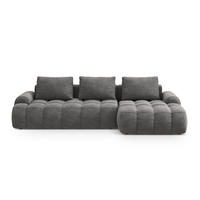 AUSKLAPPBARES-ECKSOFA rechts mit Container Linz aus Samt grau 3 Sitzplätze - Grau, Textil (142/275cm) - Cosmopolitan Design