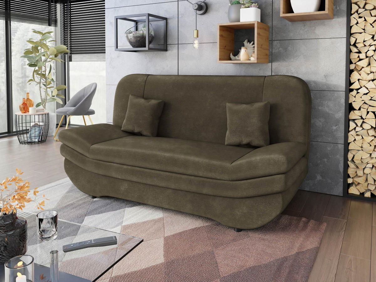 SCHLAFSOFA Weronika - Schwarz/Haselnussfarben, Holz/Kunststoff (200/95/90cm) - MIRJAN24