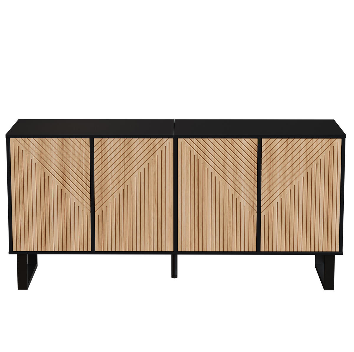 SIDEBOARD 160/38/75 cm Schwarz/Natur aus MDF und Spanplatte mit Stauraum - Schwarz, Holzwerkstoff (38/75/160cm) - OKWISH