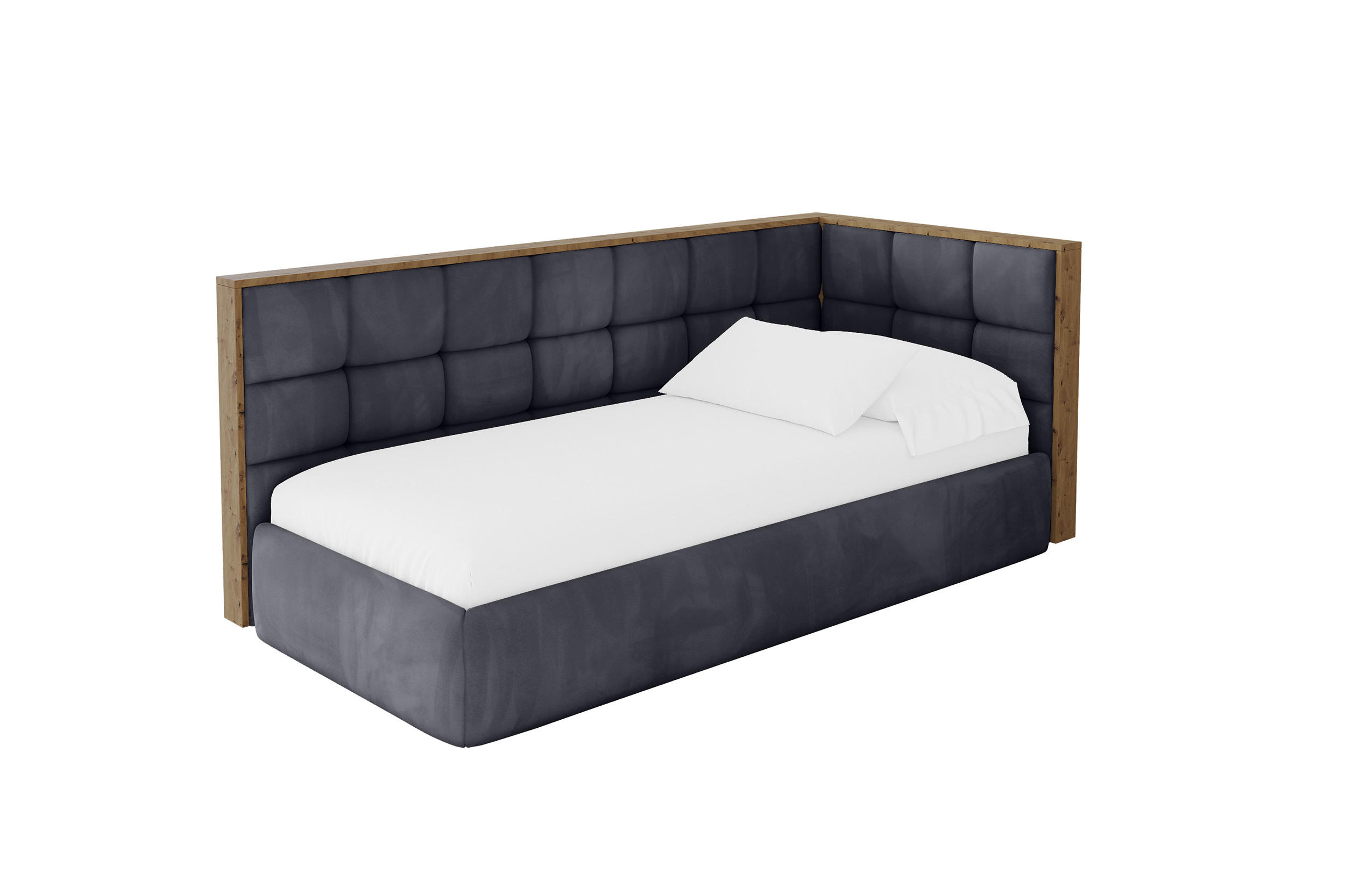 ALTDECOR JEDNOLŮŽKOVÁ POSTEL pro mládež s úložným prostorem, vlevo - SOVY 80x200 tmavě šedá