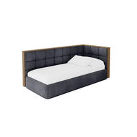EINZELLBETT Jugendbett mit Bettkasten und Matratze H3/H4, Links - SOVY 90x200 Dunkelgrau - Dunkelgrau, Holzwerkstoff/Textil (90/200cm) - ALTDECOR