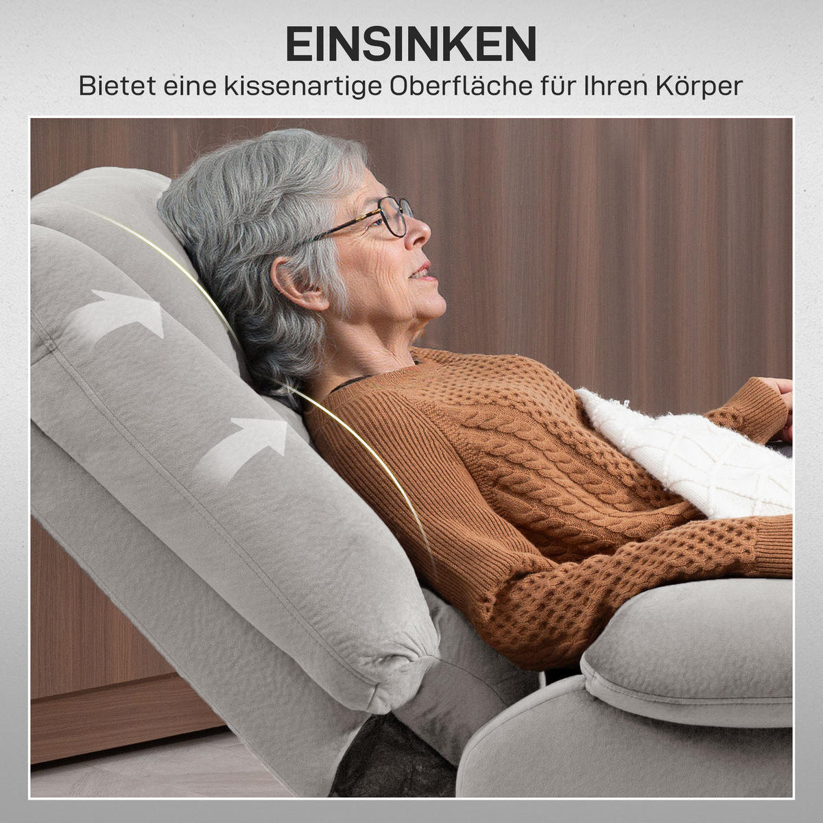 ELEKTRISCHER-AUFSTEHSESSEL Polyester Schaumstoff Hellgrau - Hellgrau/Schwarz, Textil/Metall (90/110/93cm) - HOMCOM